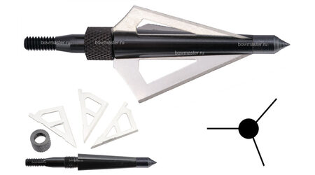 купите Наконечники охотничьи Man-kung MK-3BAL фиксированные, 100 гран, 3 лезвия (3 шт.) в Нижнем Новгороде