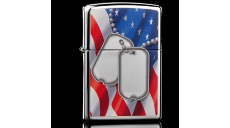 купите Зажигалка Zippo 28291 Flag And Dog Tags High Polish Chrome (зеркальный хром, рисунок армейских жетонов на фоне флага США) в Нижнем Новгороде