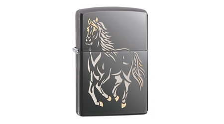 купите Зажигалка Zippo 28645 Running Horse Black Ice (тонированный цирконием зеркальный хром, оксидированный рисунок лошади) в Нижнем Новгороде