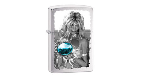 купите Зажигалка Zippo 28651 Mermaid and Blue Orb Brushed Chrome (крупнозернистая шлифовка хрома, рисунок русалки с голубым шаром) в Нижнем Новгороде